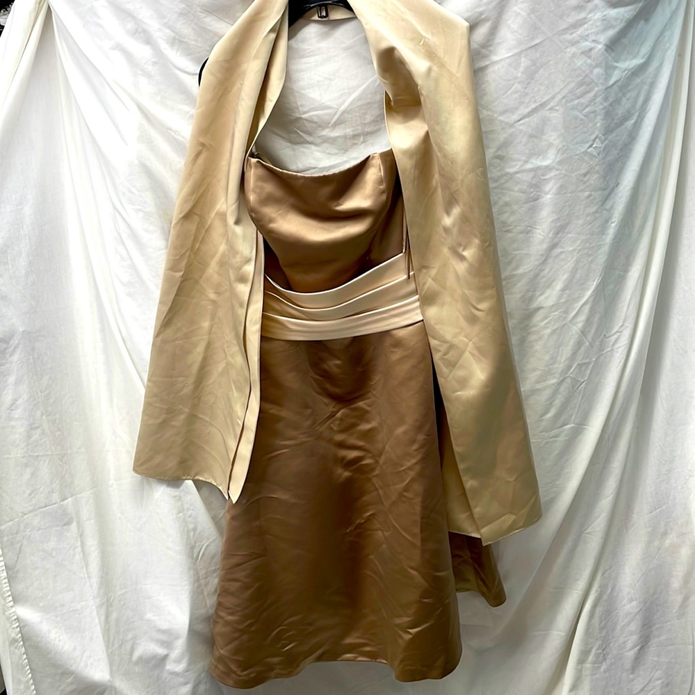Bill levkoff satin lined laced prom dress & wrap ladies 12